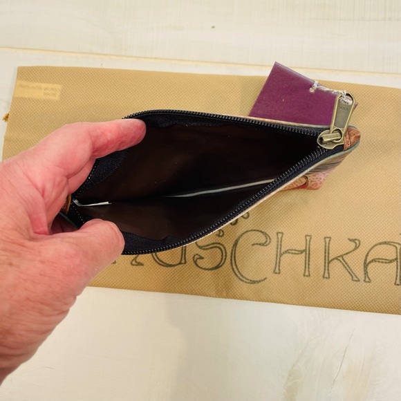 Anushka Hand Painted Leather Vintage Brown Orange Accessory Case Zip Rare - Picture 4 of 6